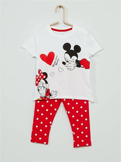 Pijama Largo Minnie Mickey De Disney Blanco Rojo Kiabi 13 00