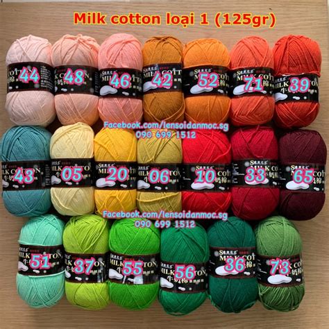 Len Milk Cotton loại 1 cuộn 125gr Màu 01 Màu 20