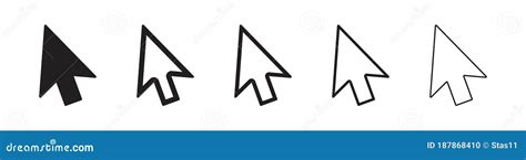 Computer Mouse Cursor Icons In Five Different Versions In A Flat Design