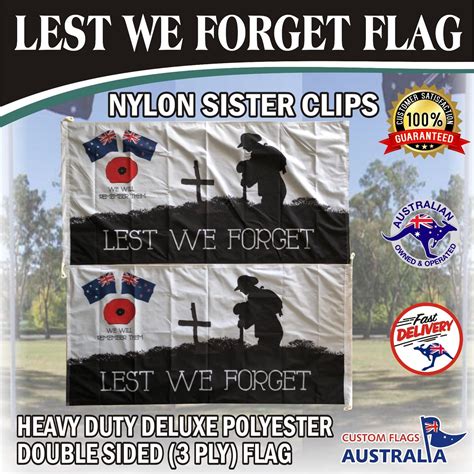 Lest We Forget Flag( Large double sided flag) - Custom Flag Australia