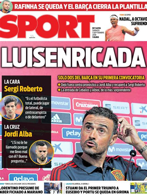 La Portada Del Diario Sport 01 09 2018