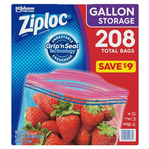 Ziploc Easy Open Tabs Storage Gallon Bags 208 Ct