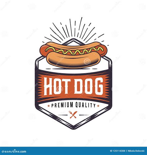 Vintage Hot Dog Joint Retro Fast Food Illustration Logo Wiener Design