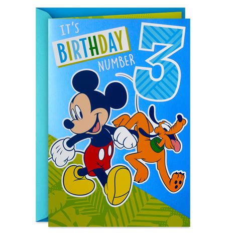 Disney Mickey Mouse 3rd Birthday Card With Sticker Greeting Cards