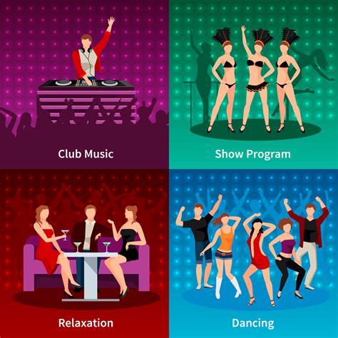 Dance Club 4 Flat Icons Square 460885 Vector Art at Vecteezy