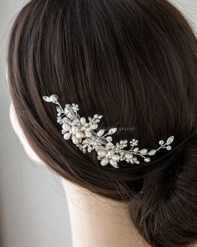 Bridal Hair Comb With Pearl Rhinestone Flowers Cassandra Lynne