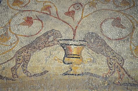 Mosaic Pavement Depicting Two Panthers Drinking From A Kra Flickr