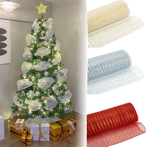 26cm 10 metros de natal flor grinalda malha natal árvore fita decoração