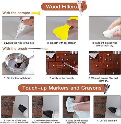 Wood Repair Kit for Furniture 12 Colors Wood Filler with 8 Colors Wood Repair Markers and Wax ...