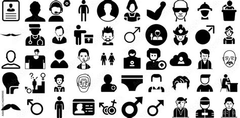 Big Set Of Male Icons Set Solid Infographic Elements Icon Infographic