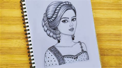 Update more than 140 sketch traditional girl drawing latest ...