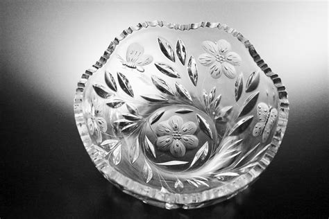 Pairpoint American Brilliant Bowl Murillo Antique Crystal Butterflies And Flowers Wheel Cut