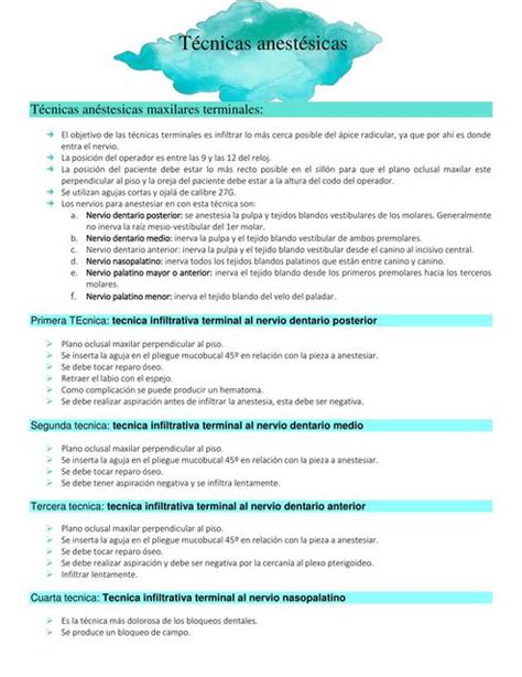 Técnicas anestésicas Odontología Anestesia uDocz