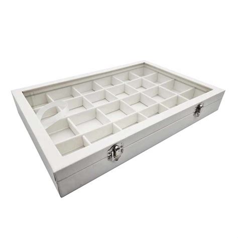 Mallette Pour Pierres Et Bijoux 24 Casiers Simili Cuir Blanc N