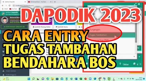 Cara Menambahkan Tugas Tambahan Bendahara Bosbop Di Dapodik 2023 Youtube