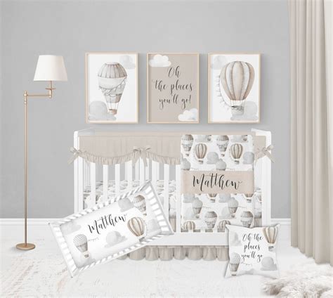 Hot Air Balloon Crib Bedding Set Neutral Crib Bedding Hot Etsy