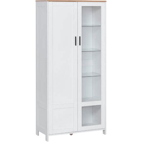 Homcom Alacena De Cocina Mueble Auxiliar De Cocina Con Puerta De Vidrio