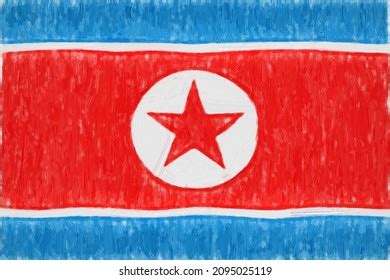 North Korea Painted Flag Patriotic Drawing Stock Illustration ...