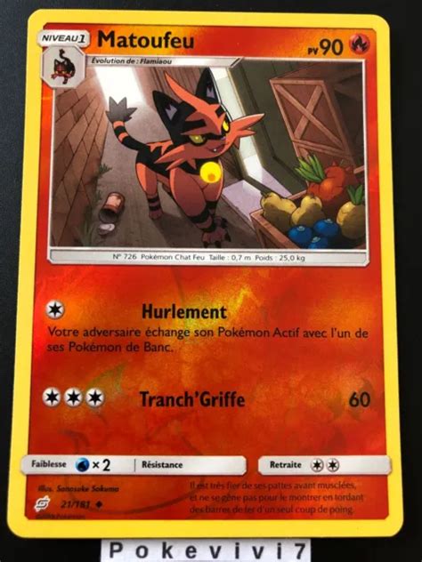 CARTE POKEMON MATOUFEU 21 181 REVERSE Soleil Et Lune 9 SL9 FR NEUF EUR