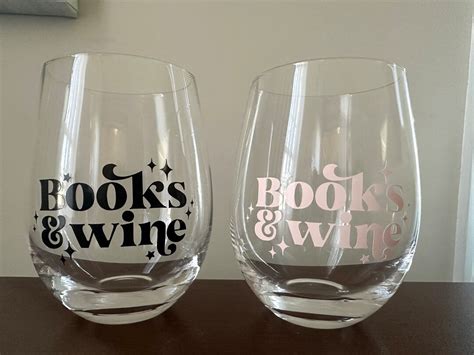 Books And Wine Stemless Wine Glass Reading Wine Glass Bookish T