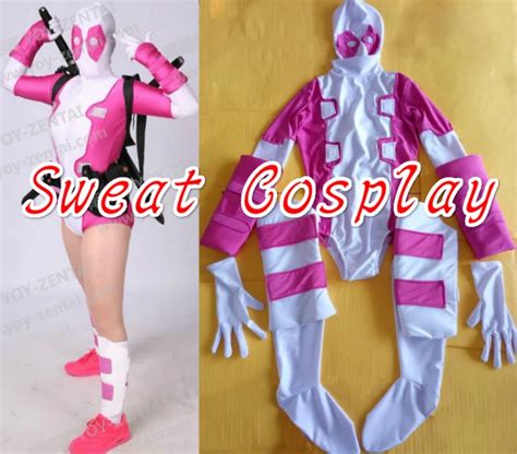 High Quality Gwenpool Costume Pink Gwen Deadpool Spandex Lycra Suit