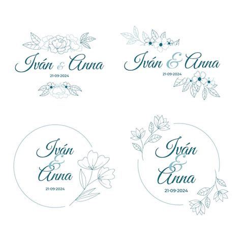 Free Vector Hand Drawn Wedding Badges