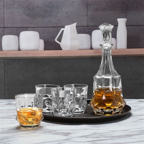 Lanfula Whiskey Decanter Set With 4 Liquor Whisky Glasses Men