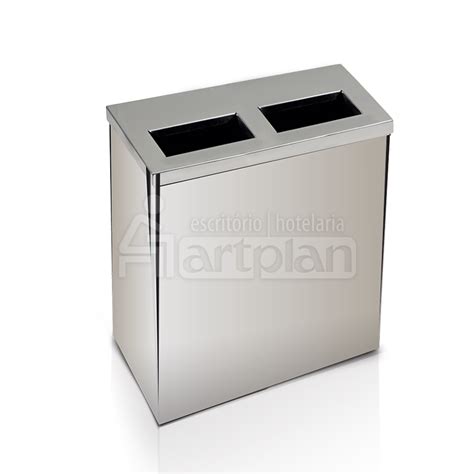 Lixeira Retangular Em Aço Inox 100 Litros 1170 R 2 Lixeira