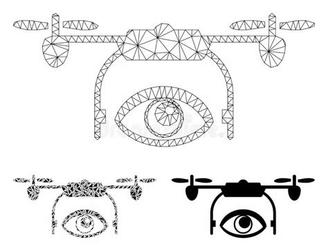 Spy Drone Vector Mesh Carcass Model Und Dreieck Mosaik Icon Vektor