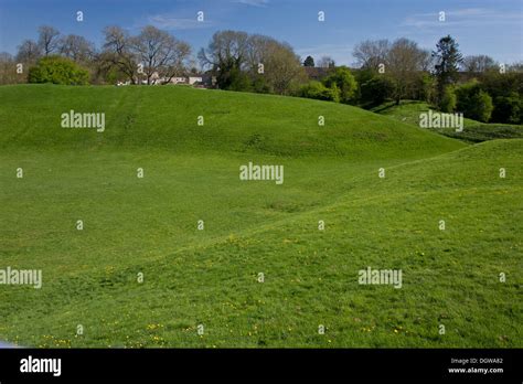 Cirencester Roman amphitheatre - remains of 2nd century AD amphitheatre, now grassland. Wilts ...