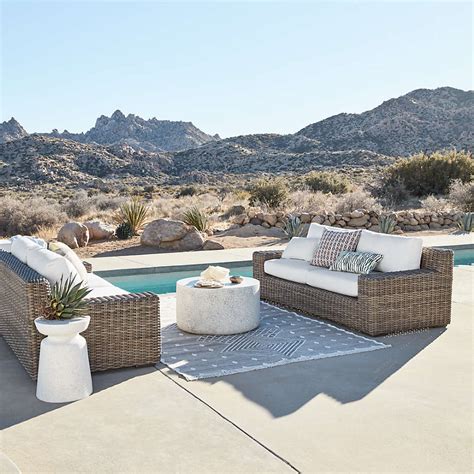 Abaco All Weather Resin Wicker Outdoor Patio Sofa With White Sunbrella Cushions Reviews