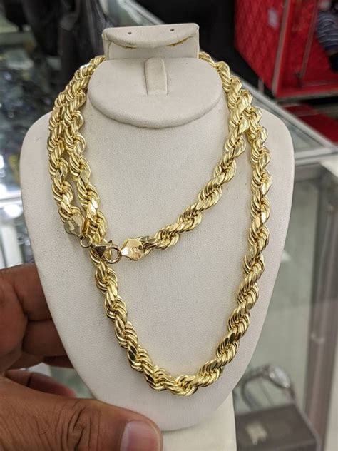 10kt Real Gold Rope Chain 8mm Thick Etsy