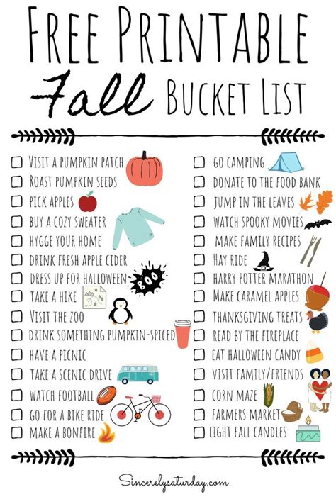 Fall Bucket List Free Printable