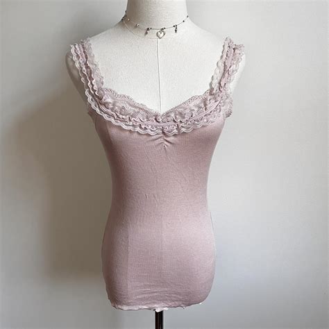 Jill Stuart Pink Ruffled Edge Camisole Tank Top Depop