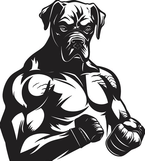 Black and Sporty Boxer Dog Vector Symbol Majestic Mascot Athletic Boxer ...