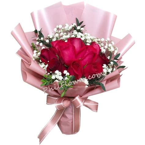 Send 10 Stems Red Ecuadorian Roses Bouquet To Philippines