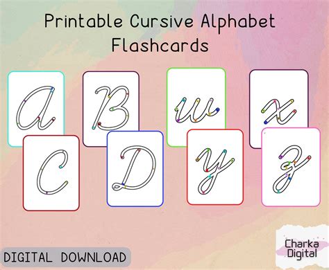 Printable Cursive Alphabet Flashcards, Handwritting Practice Cards ...