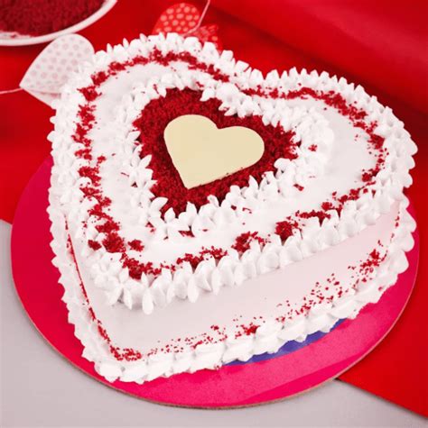 Red Velvet Heart Cake Luv Flower Cake