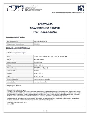 Fillable Online Jpautoceste Obavje Tenje Koje Se Ispravlja 266 1 2 169