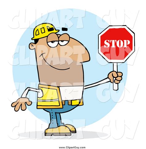 Clip Art Of Ahispanic Traffic Director Man Holding A Stop Sign By Hit