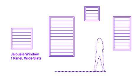 Jalousie Window - 1 Panel, Wide Slats Dimensions & Drawings ...