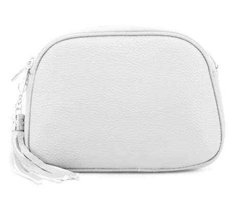 White Ritas Italian Leather Triple Compartments Cross Body Camera Bag