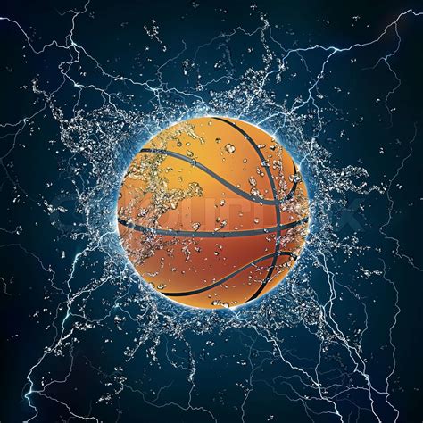 Basketball Ball on Water. 2D Graphics. Computer Design. | Stock image