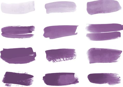 Set Of Purple Watercolor Brush Stroke Vector Art At Vecteezy