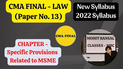 MSME PROVISIONS CMA FINAL CORPORATE ECONOMIC LAWS CMA FINAL LAW