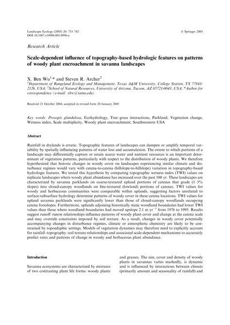 PDF Scale Dependent Influence Of Topography Based Hydrologic Features