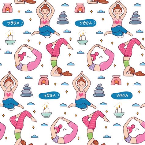 Premium Vector Woman Doing Yoga Pose Seamless Pattern