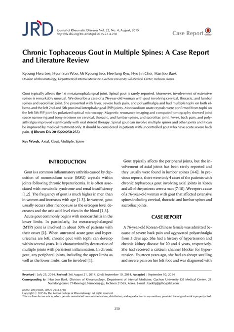 (PDF) Chronic Tophaceous Gout in Multiple Spines: A Case Report and ...