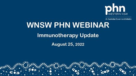 WNSW PHN Webinar Immunotherapy Update YouTube