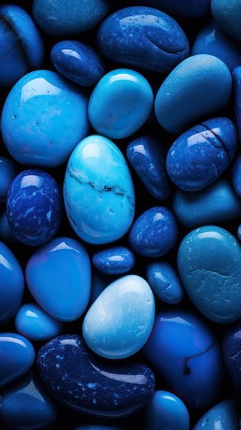 Premium Ai Image Smooth Rounded Blue Stones Background